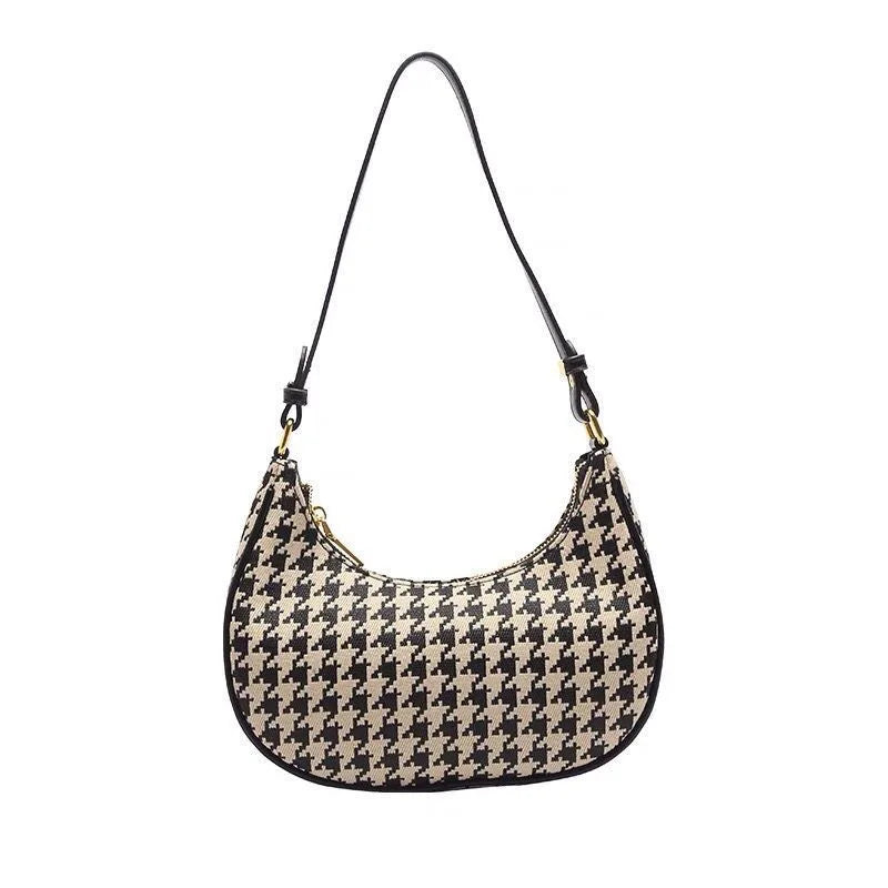 High-quality Fashion Women's Shoulder Bag Handbag with Large Capacity Houndstooth Trendy Design Casual and Versatile Waterproof