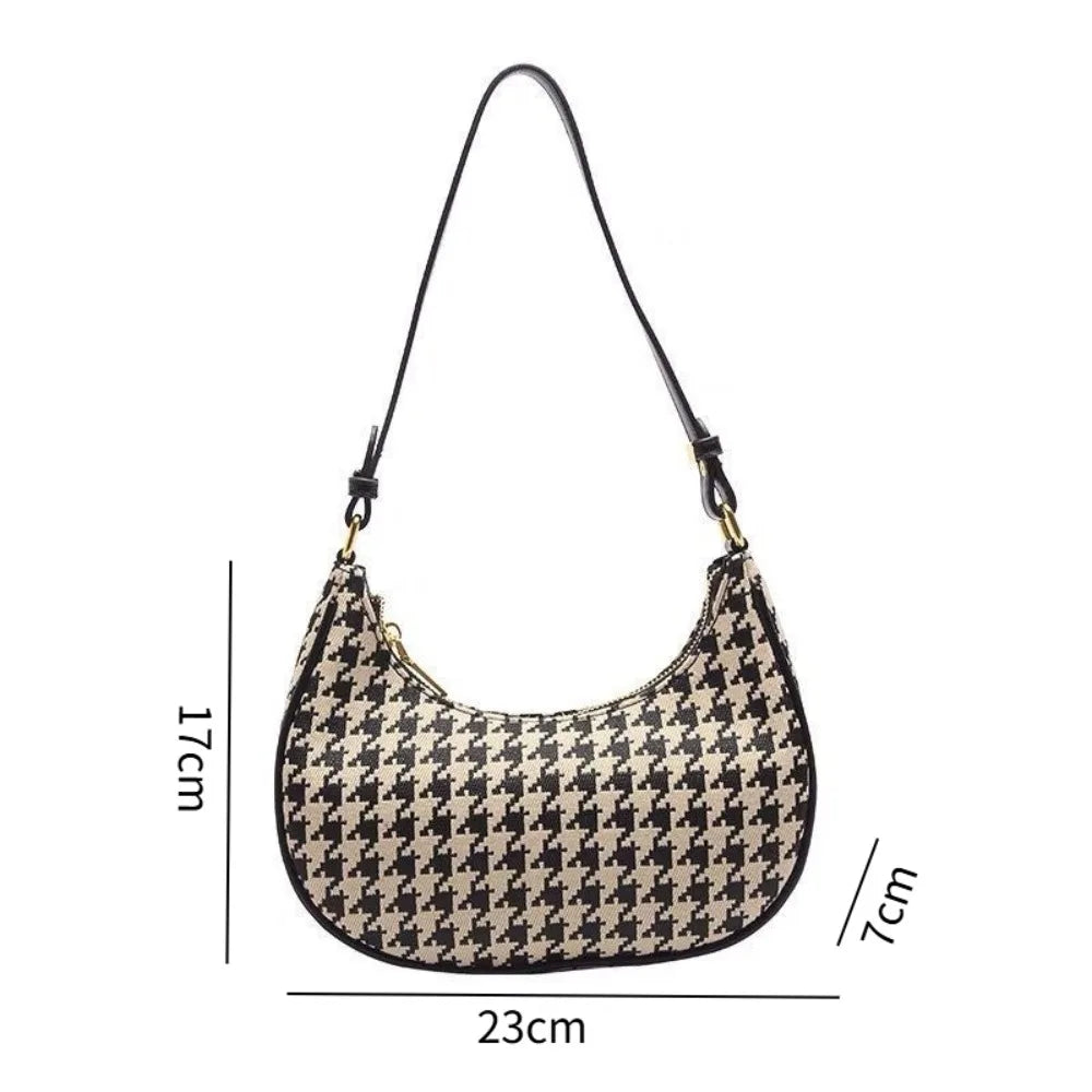 High-quality Fashion Women's Shoulder Bag Handbag with Large Capacity Houndstooth Trendy Design Casual and Versatile Waterproof