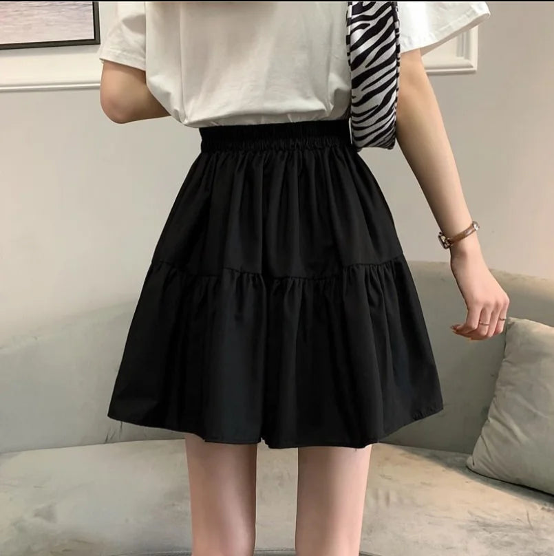 Sweet Cool Kawaii Y2K Puff Mini Skirt Women's Plaid High-Waist Lace Patchwork Bow Casual Dating Skirt  Lolita School Performance